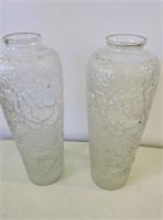 Pair  Glass Vases 14"T