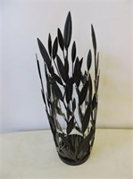 Vase W/ Outer Metal Leaf Pattern 17"T