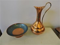 Mayan Copper Bowl &  Copper & Brass Pitcher