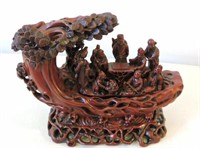 Heavy Red (Cinnabar) Resin Alabaster Asian Carving