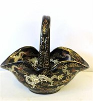 Heavily Decorated Asian Stoneware Basket