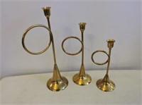 Dansk Brass Horn Candlesticks
