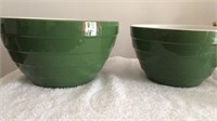 Pair of Ceramic Green Mixing Bowls