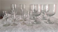 Set of six wine glasses and other assorted bar