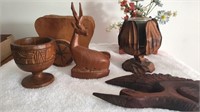 Besmo Carved Deer and other Assorted Wood Decor