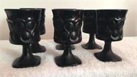 Set of 6 Vintage Black/Dark Red Glass Goblets