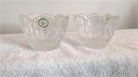 Pair of Lead Crystal Heart Design Candle Holders