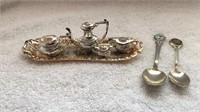Miniature Tea Set and Pair of Collector Spoons