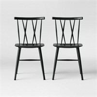 Set of 2 Becket Metal X Back Dining Chair Black