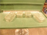 4 GLASS REFRGORATOR DISHES ALL W/ LIDS
