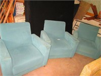 3 Blue office chairs