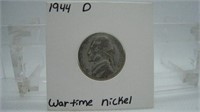 WWII Minted 1944 D Jefferson wartime nickel