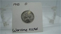 WWII Issued 1945 D Jefferson Wartime Nickel