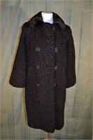 Ladies vintage Bon Ton curly lamb long coat