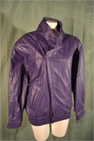 Ladies G-III purple leather zipper jacket
