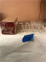 8 Small Budweiser Glasses, Sleeve of #8