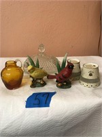 Bird Figurines, Butter Dish Metal Votive Cups