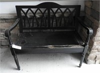 Country style bench in black matte finish