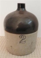 Primitive stoneware two gallon whiskey jug with