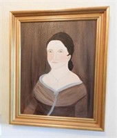 Original oil on canvas portrait in gold frame