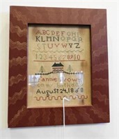 Dated 1868 Alphabet sampler in frame made by
