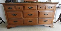 Maple nine drawer chest of drawers 64” x 30”x20"
