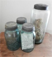 Vintage jar lot to include (3) Ball Fruit jars