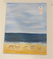 Oil on canvas painting of Sanderlings