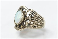 10K Gold Fiery Opal Ring Size 5
