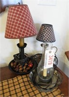 (3) Electrified tin style dish bottom lamps in