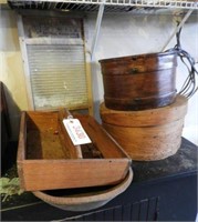 Round Rice measure, round cheese box, wooden