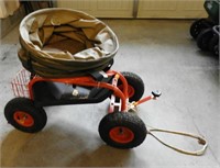 Garden cart/stool with pneumatic tires