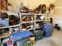 Entire contents of garage shelves and plastic