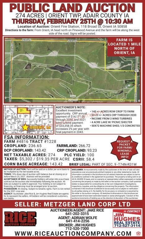 Metzger Land Corp LTD Public Land Auction