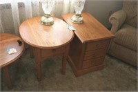 Oak Coffee Table, 2 End tables, 2 lamps