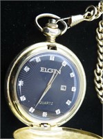 Elgin Quartz Pocket Watch w/Chain