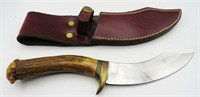 C.D.Coleman  Antler Handle Knife w/Leather Sheath