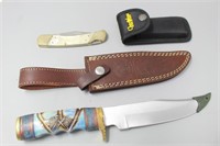 (2) Knives, Cherokee Stone Works Pocket Knife &