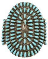 NATIVE AMERICAN SILVER TURQUOISE CLUSTER CUFF, PB