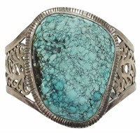 SOUTHWEST STERLING SILVER & TURQUOISE CUFF