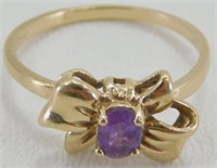 Vintage 10k Yellow Gold and Amethyst Ring - Size