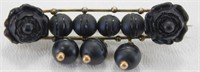 Antique 14k Yellow Gold and Carved Black Stone