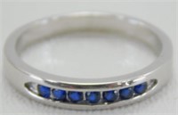 Sterling Silver and Blue Quartz Band - Size 8 ¾,