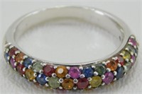 Sterling Silver and Multi Colored Stone Band -