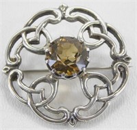 Sterling Silver Brooch with Topaz - Heavy, Made
