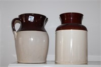 2pc Pottery; pitcher & storage jar 10.5'