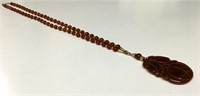 CARNELIAN & GOLD 24" NECKLACE WITH 3" DROP