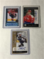 3 Defenceman Autographed Hockey Cards