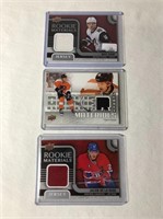 3 Rookie Materials Jersey Patch Hockey Cards