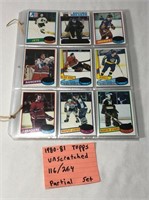 1980-81 Topps Unscratched Partial Hockey Card Set